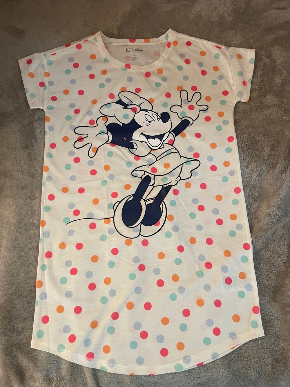 NWOT Gap Kids Disney Minnie Mouse Polka Dot Nightgown Sleepwear Size 10 NEW